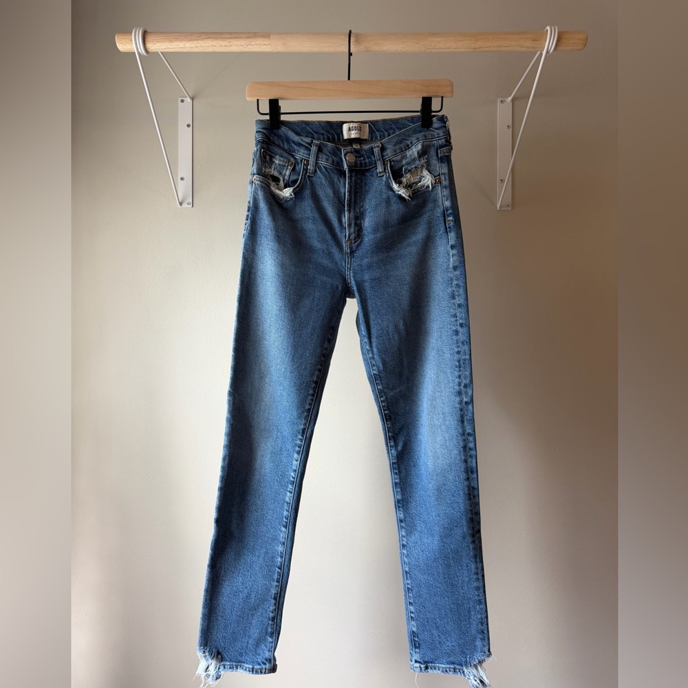 AGOLDE Toni Mid Rise Distressed Jeans